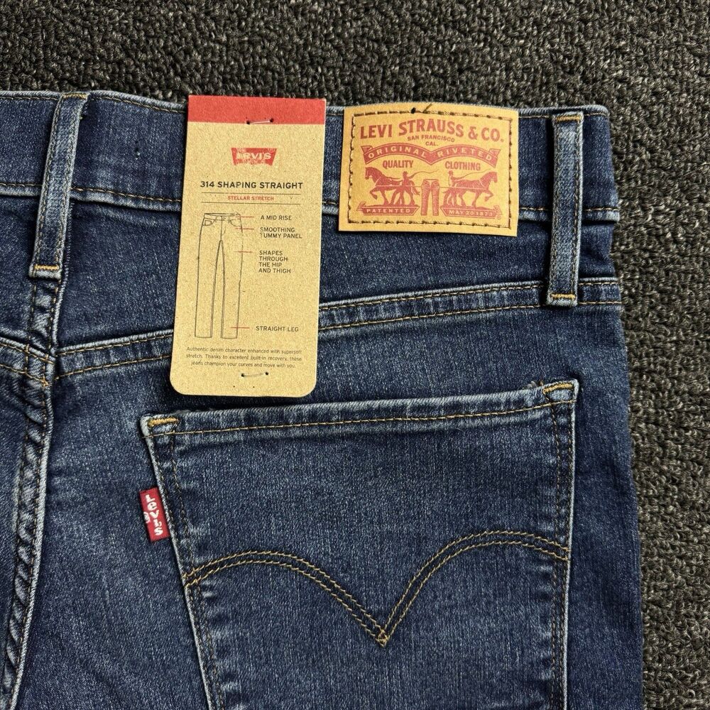 Levi's Women's 314 Shaping Straight Mid-Rise Stretch Denim Jean 29x32 Dark Wash - Picture 10 of 16